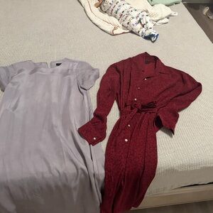 Hatch Red and Silver Short Sleeve Sheath Dress